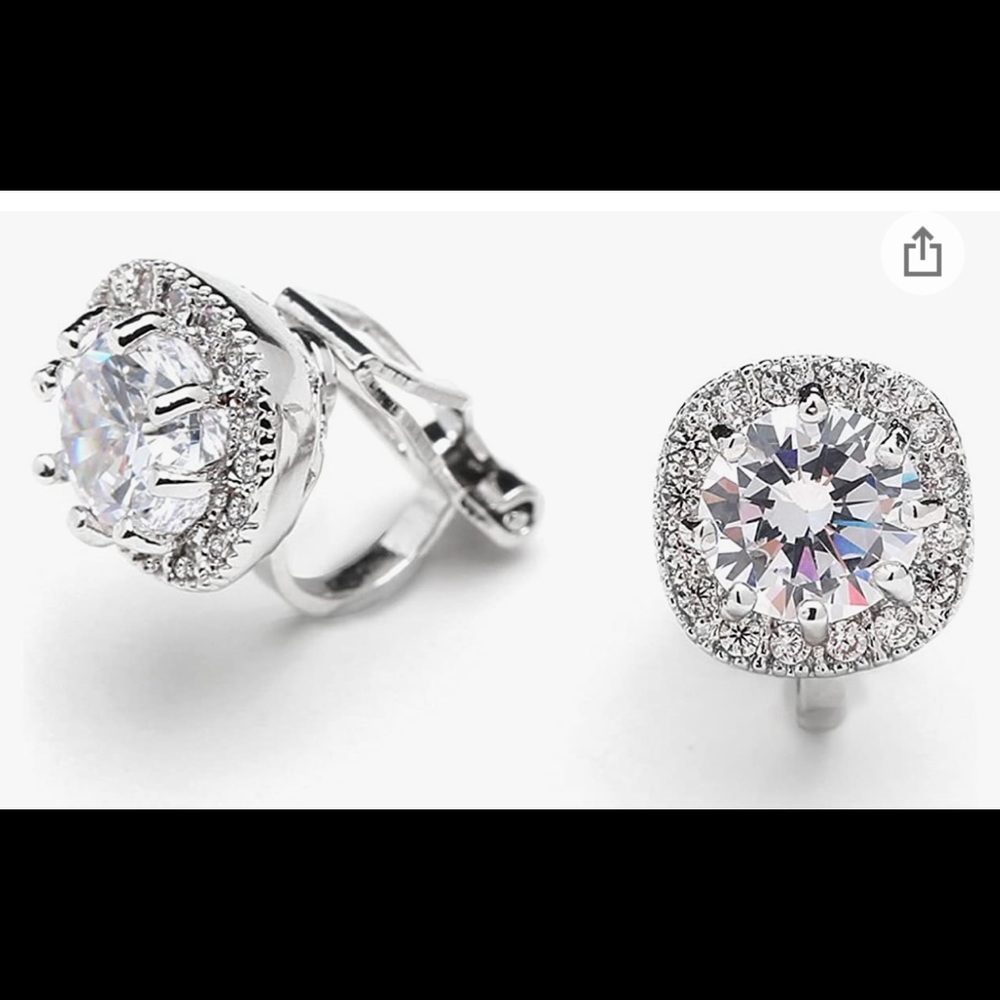 Mariell cubic zirconia clip on earings